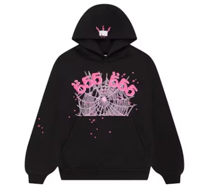 Sp5der Angel Number Hoodie Black