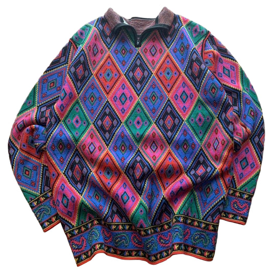 Vintage Colorful Sweater Quarter Zip